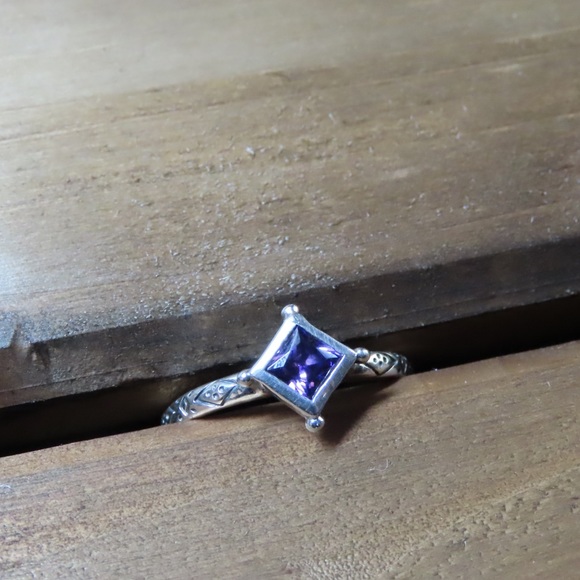 Silpada Belle Fleur Sterling Silver Purple CZ Stack Ring R2748 Size 6 - Picture 3 of 6